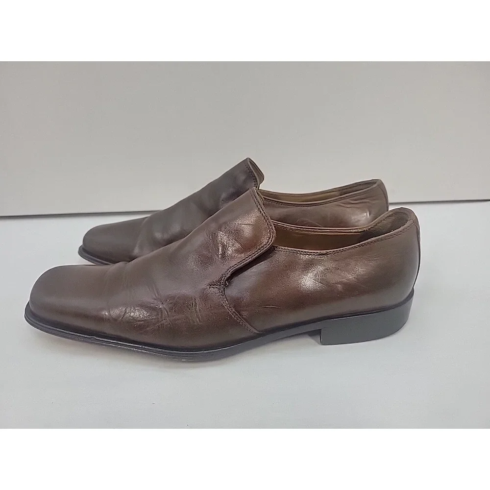 Mercanti Fiorentini Mens Brown Leather Loafers Slip On Dress Shoes Size 9 Italy